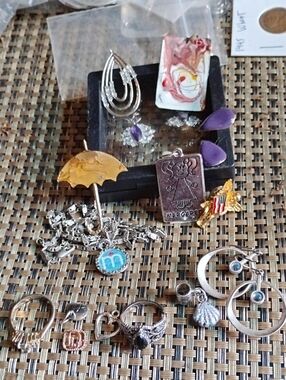 Assorted Purple and Gold Women’s Jewelry Earrings and Charms